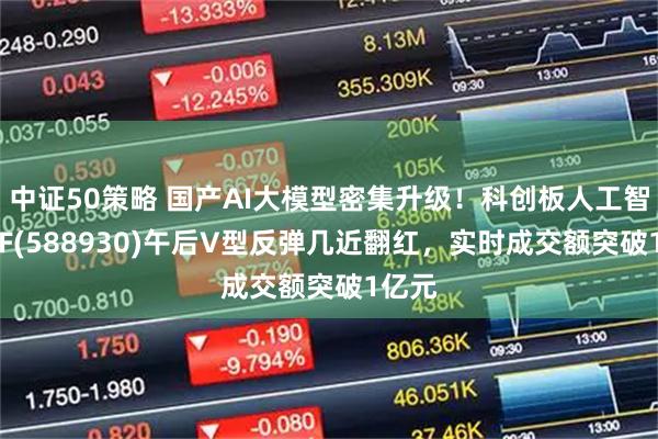 中证50策略 国产AI大模型密集升级！科创板人工智能ETF(588930)午后V型反弹几近翻红，实时成交额突破1亿元
